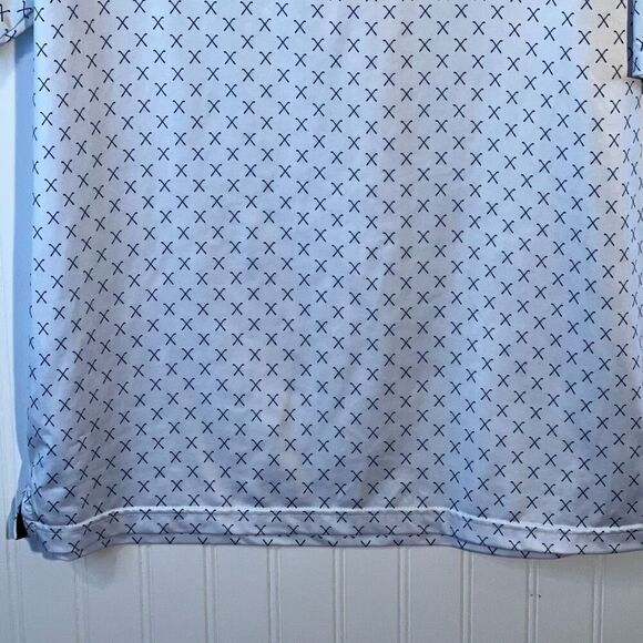 MAELREG Golf Club Print Performance Polo Shirt Men’s Medium White Blue Club - Picture 10 of 10